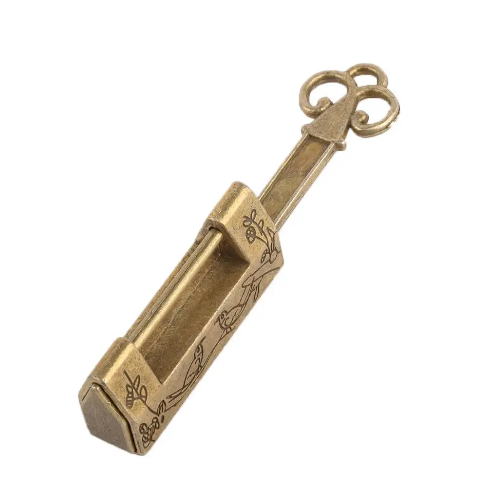 Bird Carved Flower Brass Locks Padlock Antique Locks Lock and Key