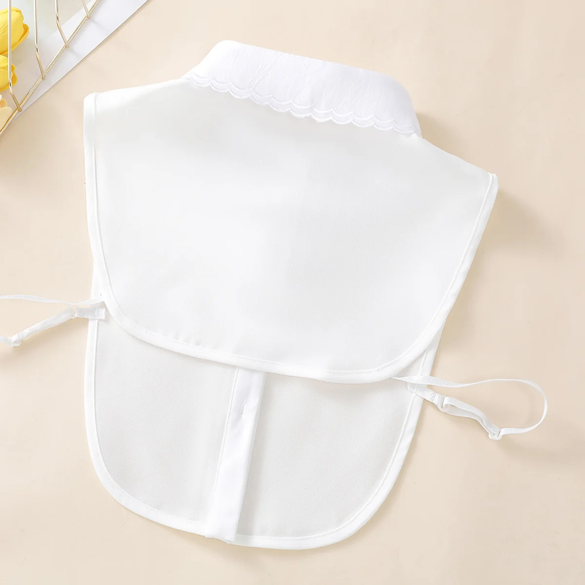 Colletto rosa albicocca ricamato da donna con camicia Dase maglione, colletto finto in chiffon decorativo versatile e staccabile