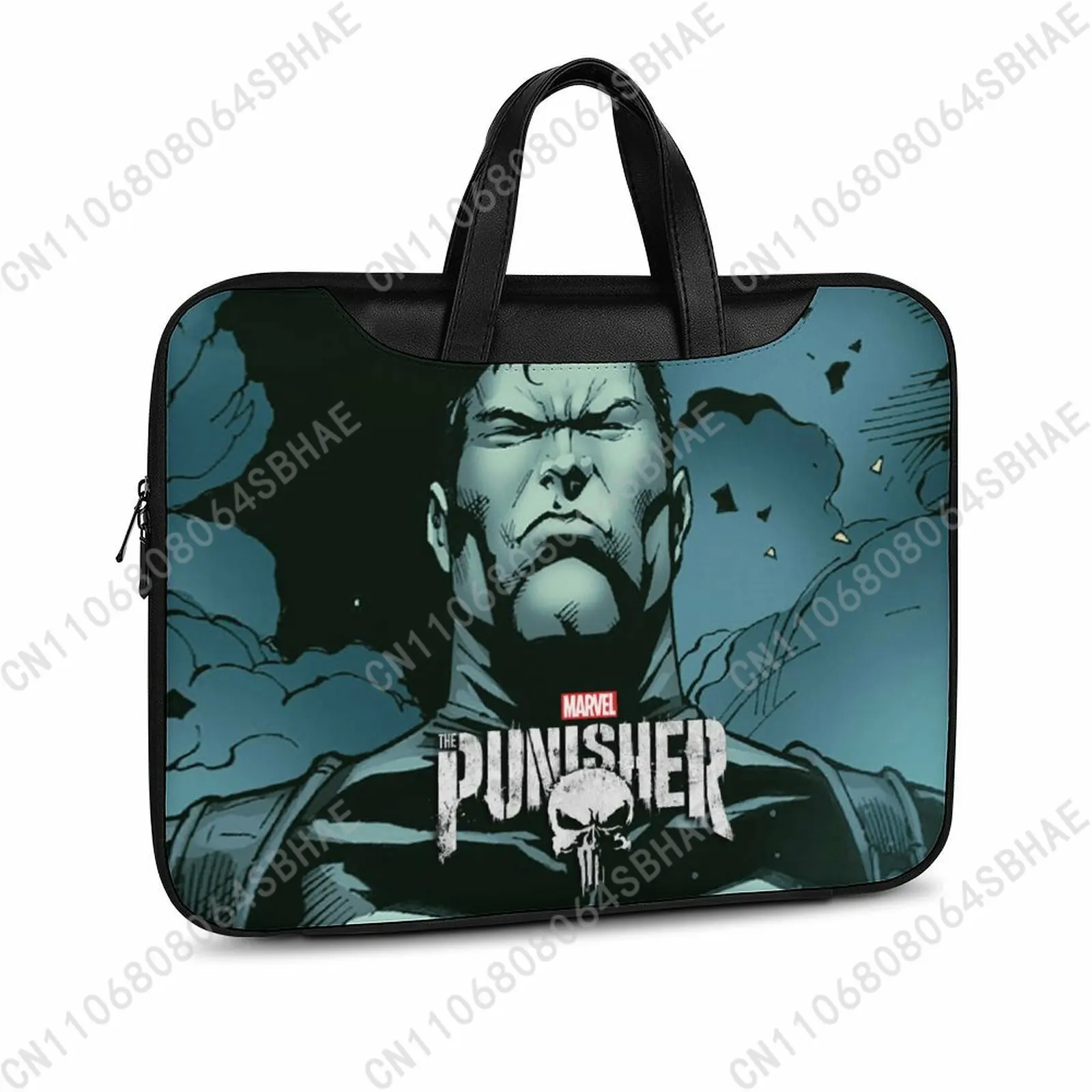 

Marvel The Punisher Custom Leather Briefcase Men Woman Laptop Bag Business Retro Genuine Leather Computer Cosplay