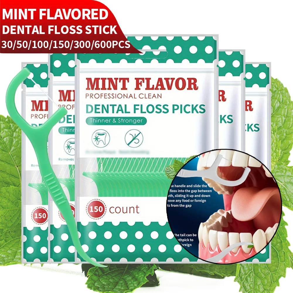 Bâton de fil de menthe lisse – Nettoyage des soins interdentaires pour la santé bucco-dentaire, adapté au nettoyage quotidien des résidus alimentaires entre les dents