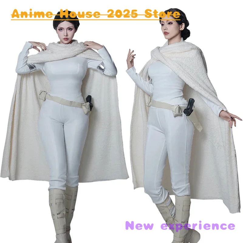 2025 Animation Costume Padme Cosplay Amidala Fantasia Cloak Battle Suit Movie Space Battle Disguise Women Female Fantasy Hallowe