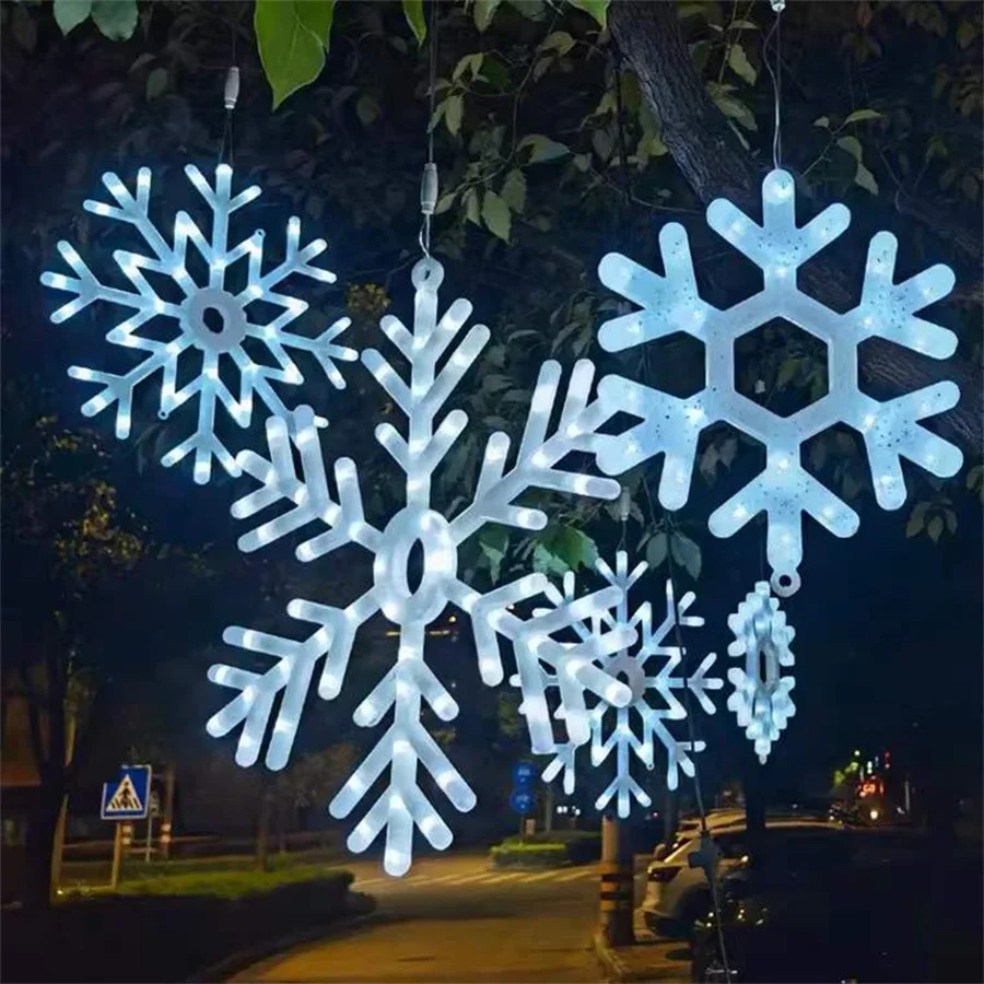 Imagem -03 - Árvore de Natal Pendurado String Lights Flocos de Neve ao ar Livre Fairy Light Garland Garden Sphere Lights For Patio Decor