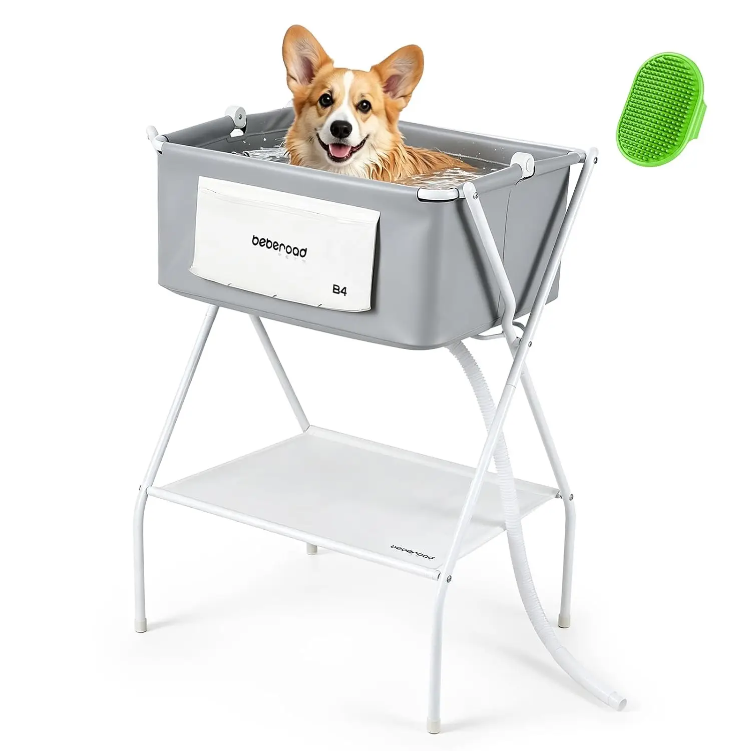 Dog Bathtub Dog Washing Station with Scrubber for Small Medium Dogs Cats, B4 Foldable Dog Tub for Bathing and Grooming