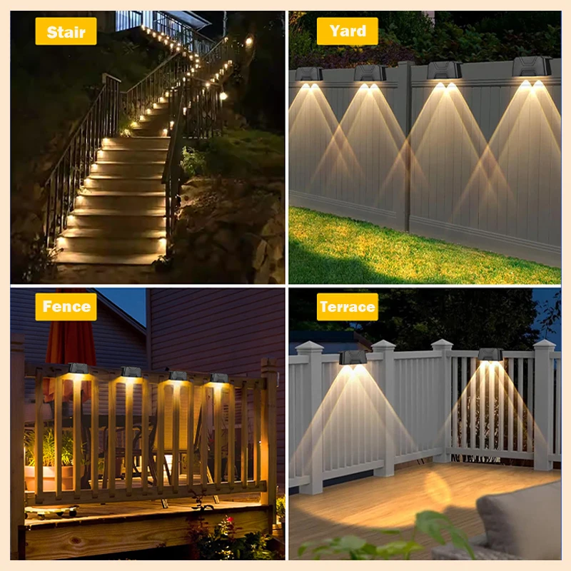 Imagem -05 - Solar Fence Light para Paisagem ao ar Livre Lâmpada de Parede da Escada para Pathway Garden Led Yard Street Deck Lamp 3000k 6000k Pcs Pcs