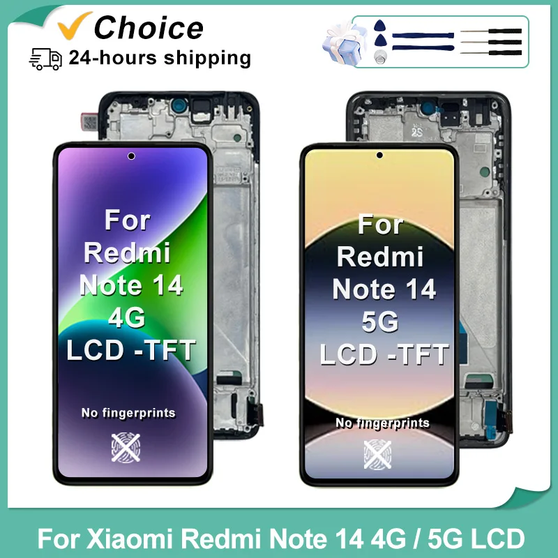 TFT For Redmi Note 14 4G Display 24117RN76G LCD For Redmi Note 14 5G Display 24094RAD4G Screen Touch Digitizer Assembly Parts