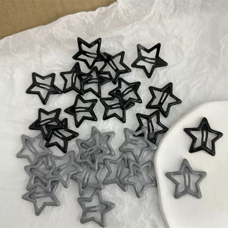 10pcs Black Star BB Hair Clips Women Grils Cute Metal Star Hair Clips Side Barrettes Hair Grip Y2K Hair Accessories Headwear