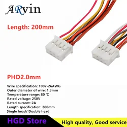 5 adet PHD2.0mm aralığı çift sıra terminali tel bağlantı tel tek çift kafa elektronik kablo demeti 2*2/3/4/5/6/7/8/10P