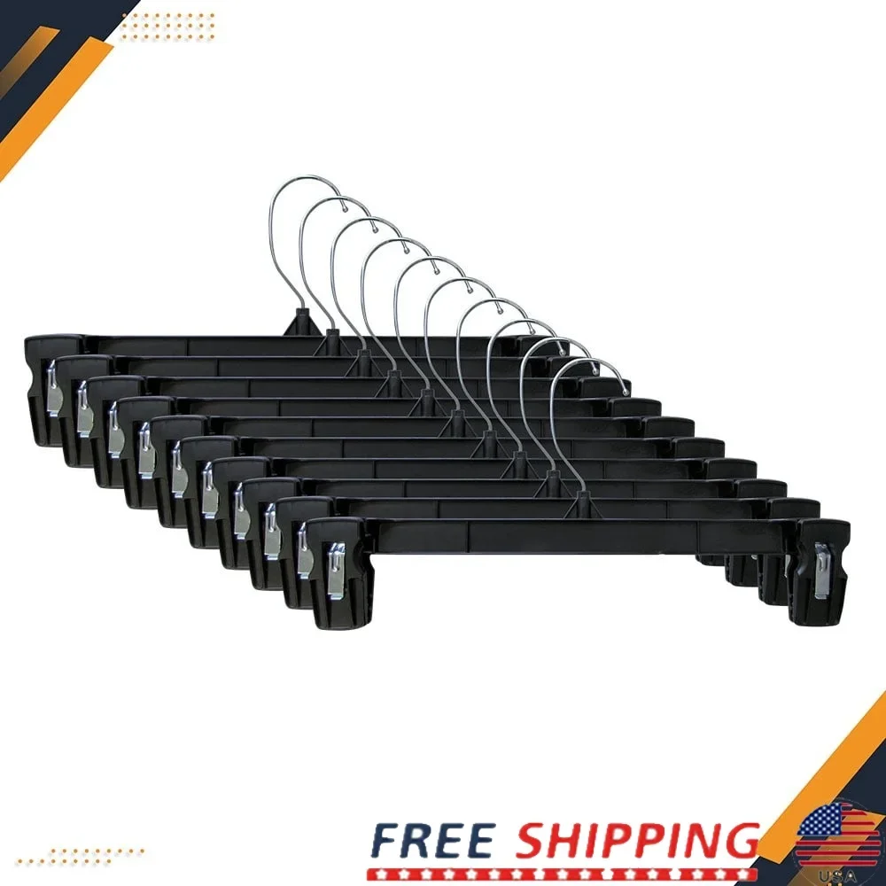 

Durable Plastic Pant Skirt Hanger XLong Clip Swivel Hook Heavy Duty Recycled Eco Friendly Closet Organizer 10 Pack Wrinkle Free