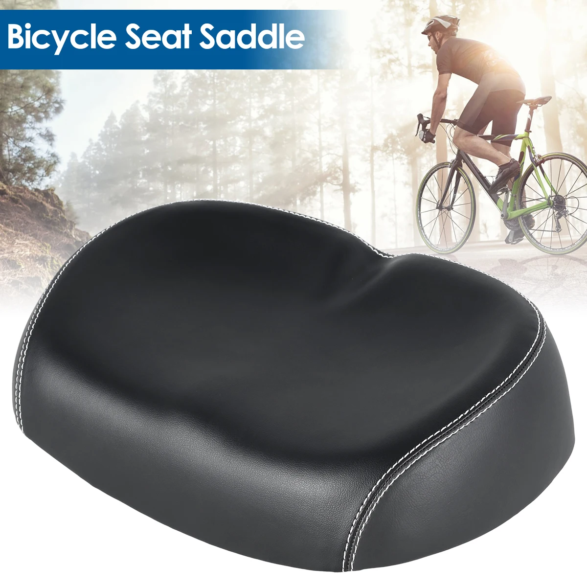 Bike Seats PU Waterproof Large Noseless Bicycle Saddle Shock-Absorbing Comfortable Soft Cushion for MTB Road Bike Accessories