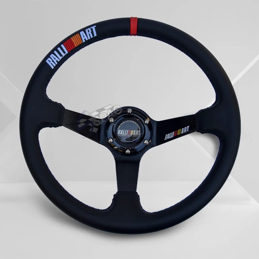 14inch Ralliart Leather Deep Dish Drift Sport Steering Wheels For Mitsubishi