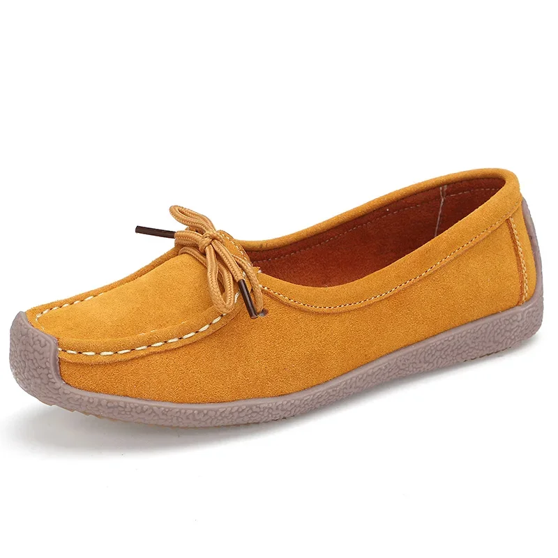 Chaussures d'automne en cuir véritable pour femmes, mocassins à lacets découpés pour dames, ballerines, chaussures de marche, nouvelle collection