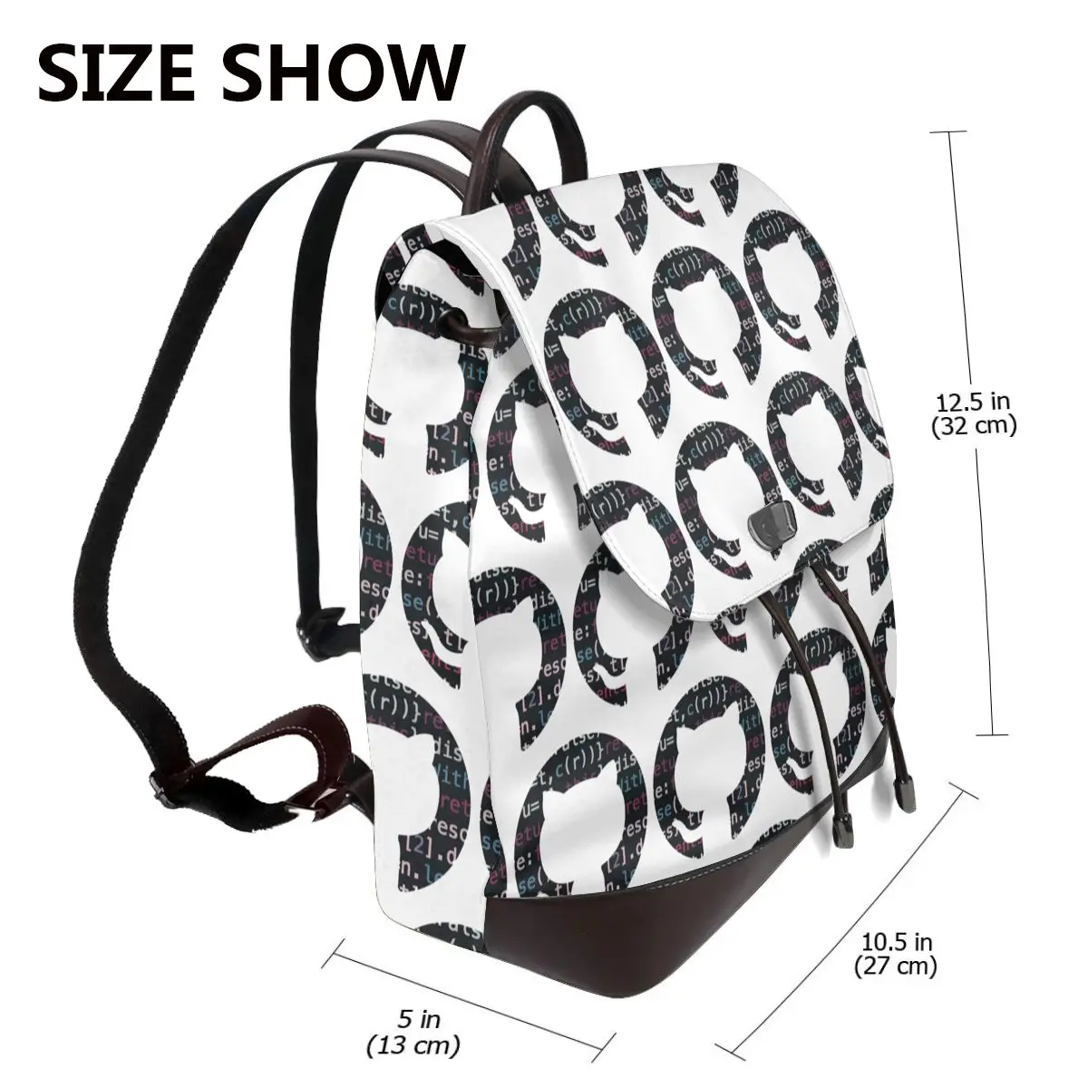 Github Code Logo Bookbag School Student Bags Hiking Travel Daypack for Women Fashion Derma Backpack