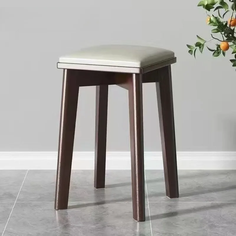 Premium Solid Wood Dining Chair, Stackable Padded Stool, Waterproof Wear-resistant Single Seat for Home, Kitchen or Restaurant