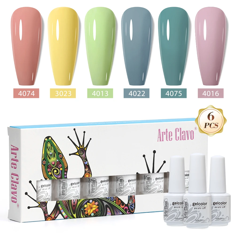 Arte Clavo-Kit de Esmalte de Gel para uñas, 6 colores, 8ML, suministros para uñas, Vernis semipermanente para manicura, juego de Esmaltes de Gel UV