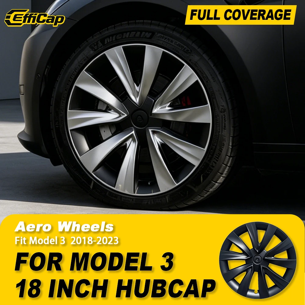 4PCS HubCap 18 Inch for Tesla Model 3 Performance Replacemance Wheel Cap AWD Full Rim Protector Wheel Cover Accessorie 2018-2023
