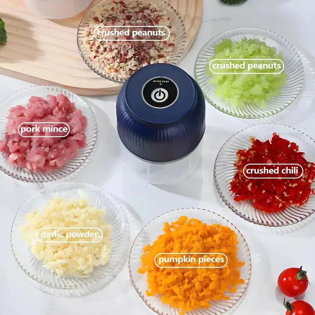 1pcs Electric Garlic Chopper, 4 Sharp Blades，Portable Veggie Chopper, 300ML Garlic Grinder Masher Onion Chopper, Blender to Vegetable, Cordless Food Processor for Ginger, Chili, Fruit, Meat, Spices, Beans, etc view 4