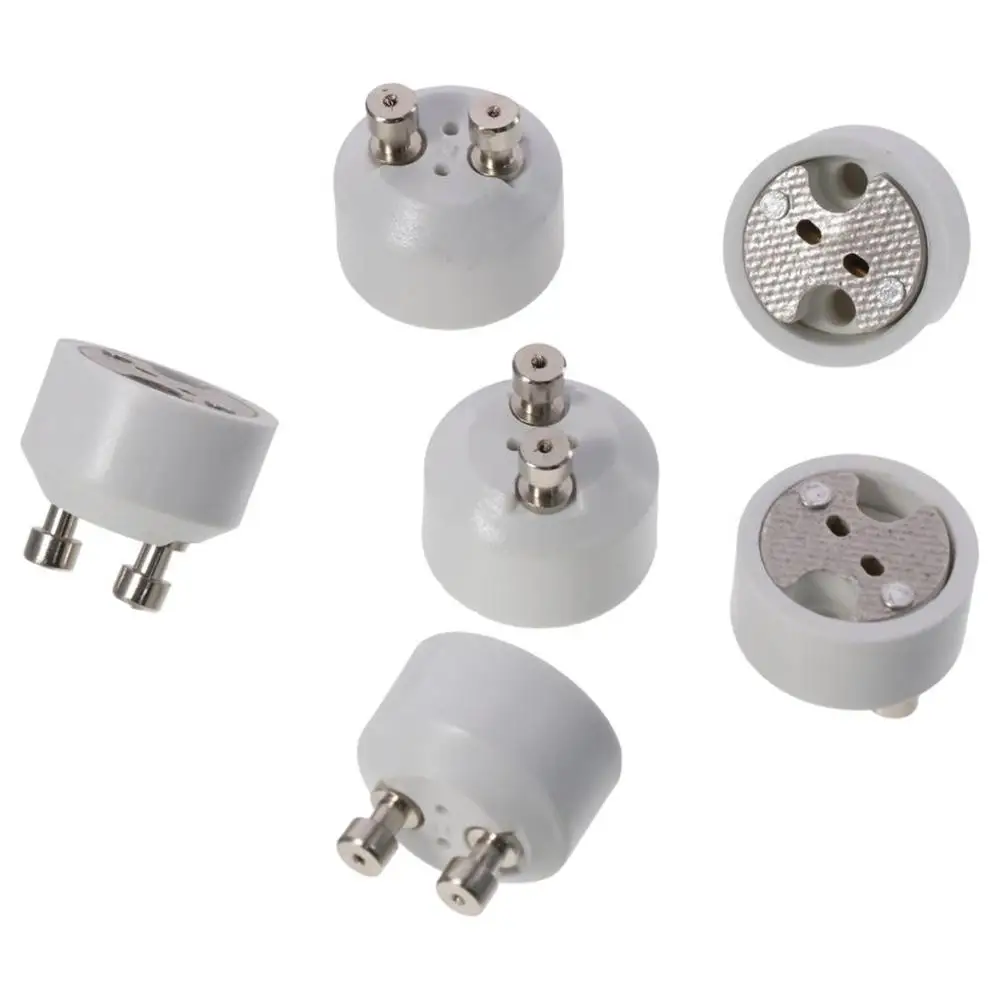 

6pcs Durable Pbt Ceramic Lamp Holder Copper Silver Light Sockets Converters Ceramic White GU10 To MR16 Adapter Worker