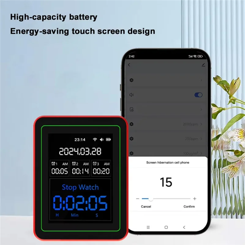 ABFI Tuya Wifi 15 en 1 AQI PM0.3 PM1.0 PM2.5 PM10 moniteur de qualité de l'air intérieur testeur Portable température 4800Mah APP contrôle