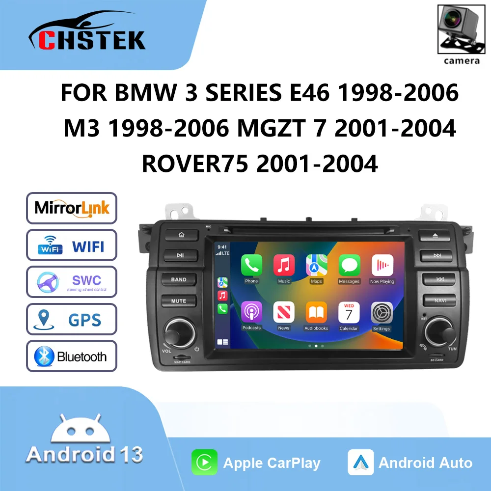 Bluetooth para BMW Serie 3 E46 1998-2006 M3 1998-2006 MGZT 7 2001-2004 ROVER75 2001-2004 Radio de coche WIFI Carplay Android CHSTEK