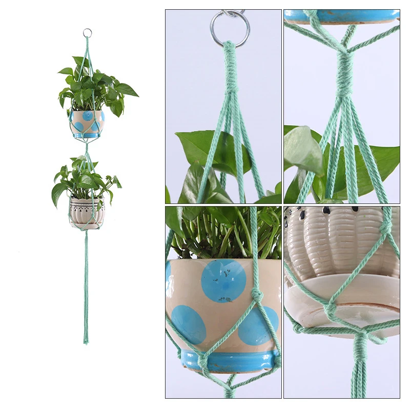 Macrame Handmade Plant Hanger Baskets Flower Pots Holder VinBalcony Hanging Decoration Knotted Lifting Rope Home Garden Supplies