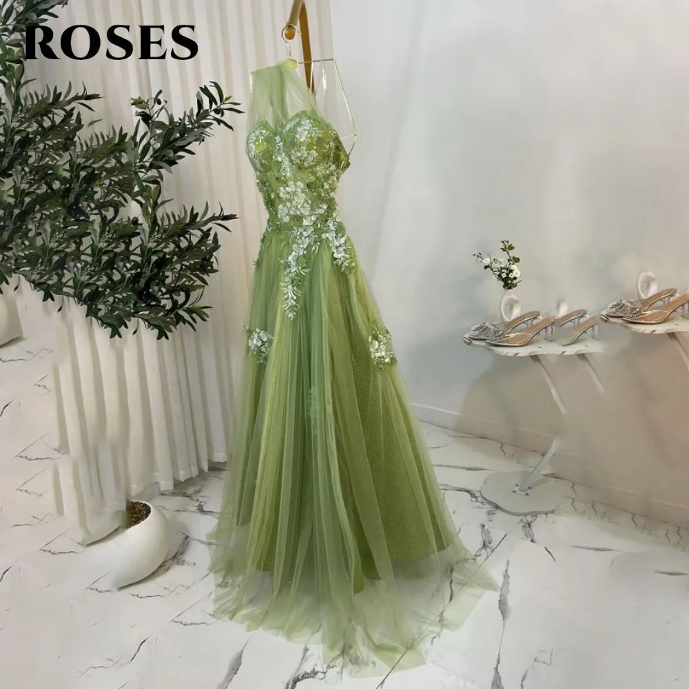 Sukienki na studniówkę w kolorze różowym, zielone, z plisami, na jedno ramię, tiulowe suknie wieczorowe bez rękawów, zdobione aplikacjami, sukienki na imprezę, szyte na miarę.