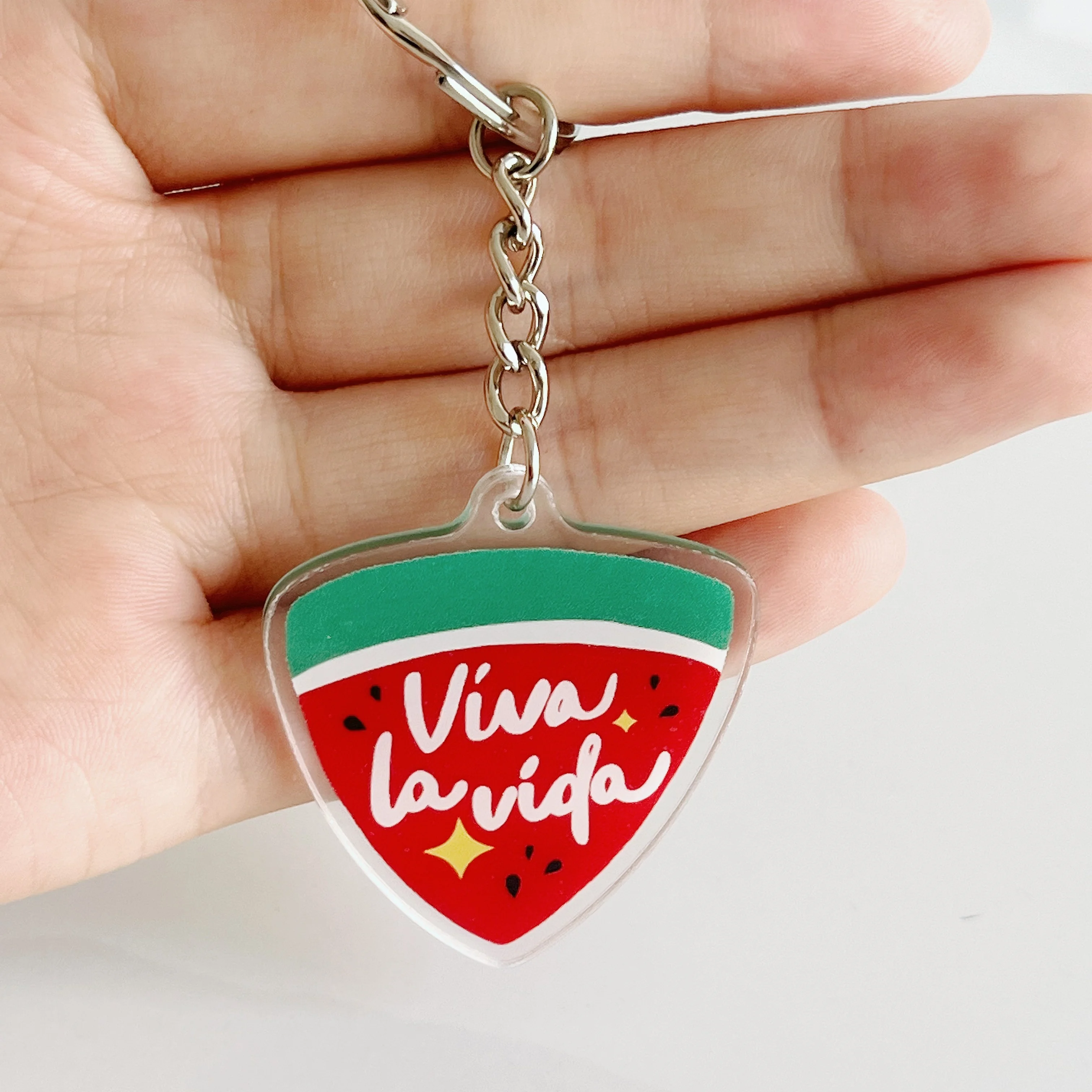 TV Series Shining Twinkling Watermelon Keychain Unisex Viva la vida Acrylic Pendant Keyrings Accessories Key Chains