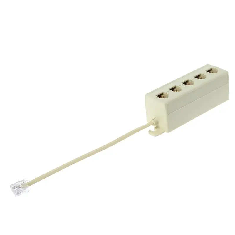 RJ11 5 Way Outlet Telepon Modular Line Splitter Plug Adapter 6P4C