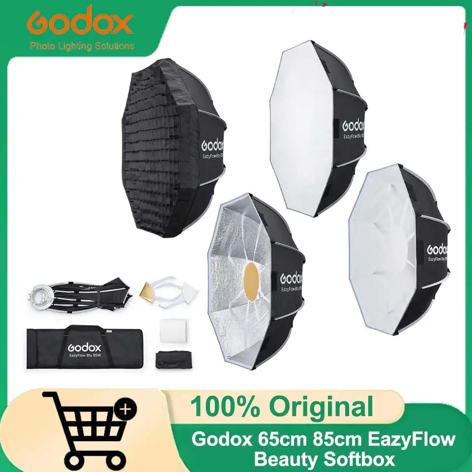 Godox 65cm 85cm EazyFlow Beauty Dish Quick-Open Bowens Mount Softbox Light Box For Photography Studio Flash LED Light