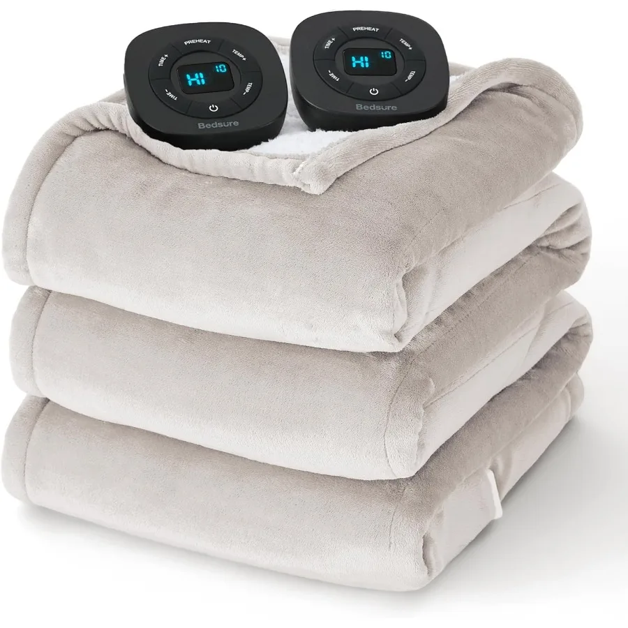 

Электрическое одеяло King Size — одеяло с подогревом с двойным управлением, быстрый нагрев, с 10-настройством времени и 10 настройками нагрева, теплый