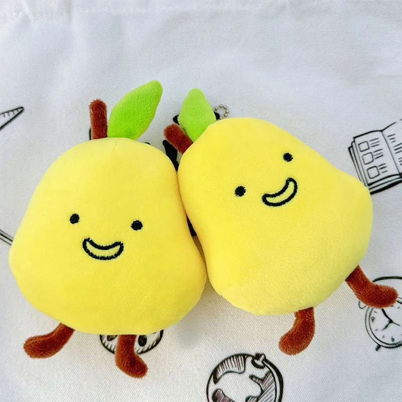 Juguete de peluche de fruta simulada de dibujos animados, muñeco de pera, llavero esponjoso, Animal lindo, juguetes de peluche Kawaii suave, colgante de mochila escolar, regalo para niñas