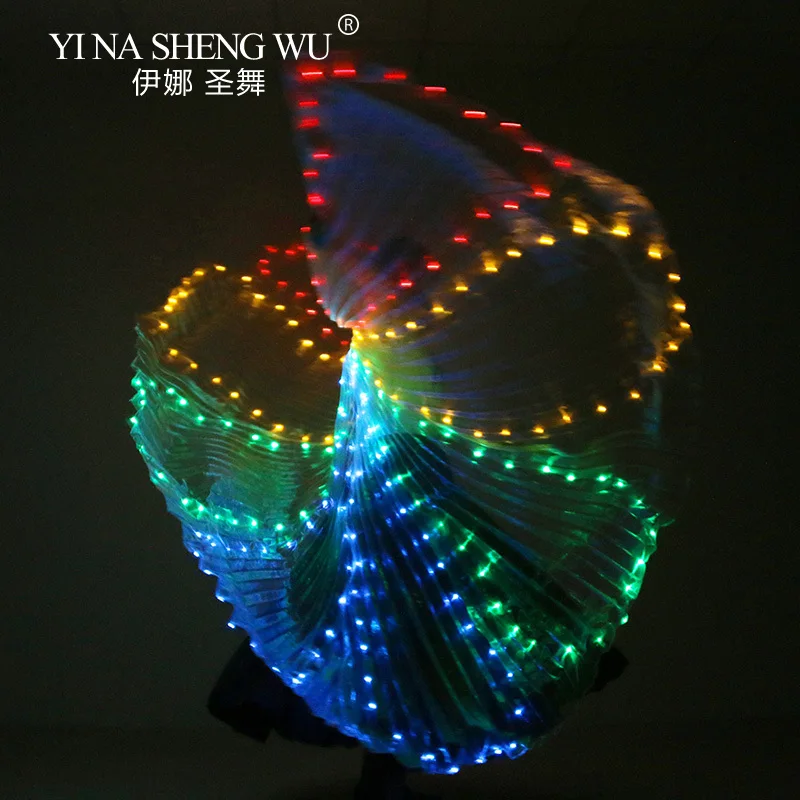 Butterfly Colorful Belly Dance Performance Costume LED Wings Dance Accessories Girls LED Wings LED Butterfly Wings NO STICKS