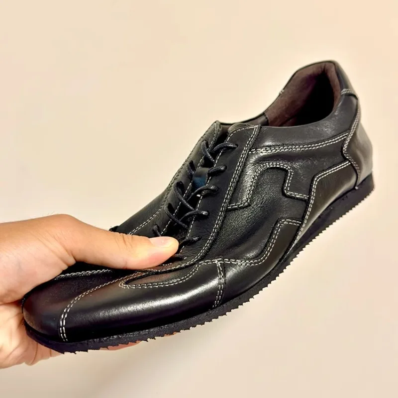 

Высококачественные модные повседневные дышащие кроссовки из натуральной кожи, мужские спортивные оксфорды на плоской подошве из воловьей кожи, мужские кожаные туфли, кроссовки
