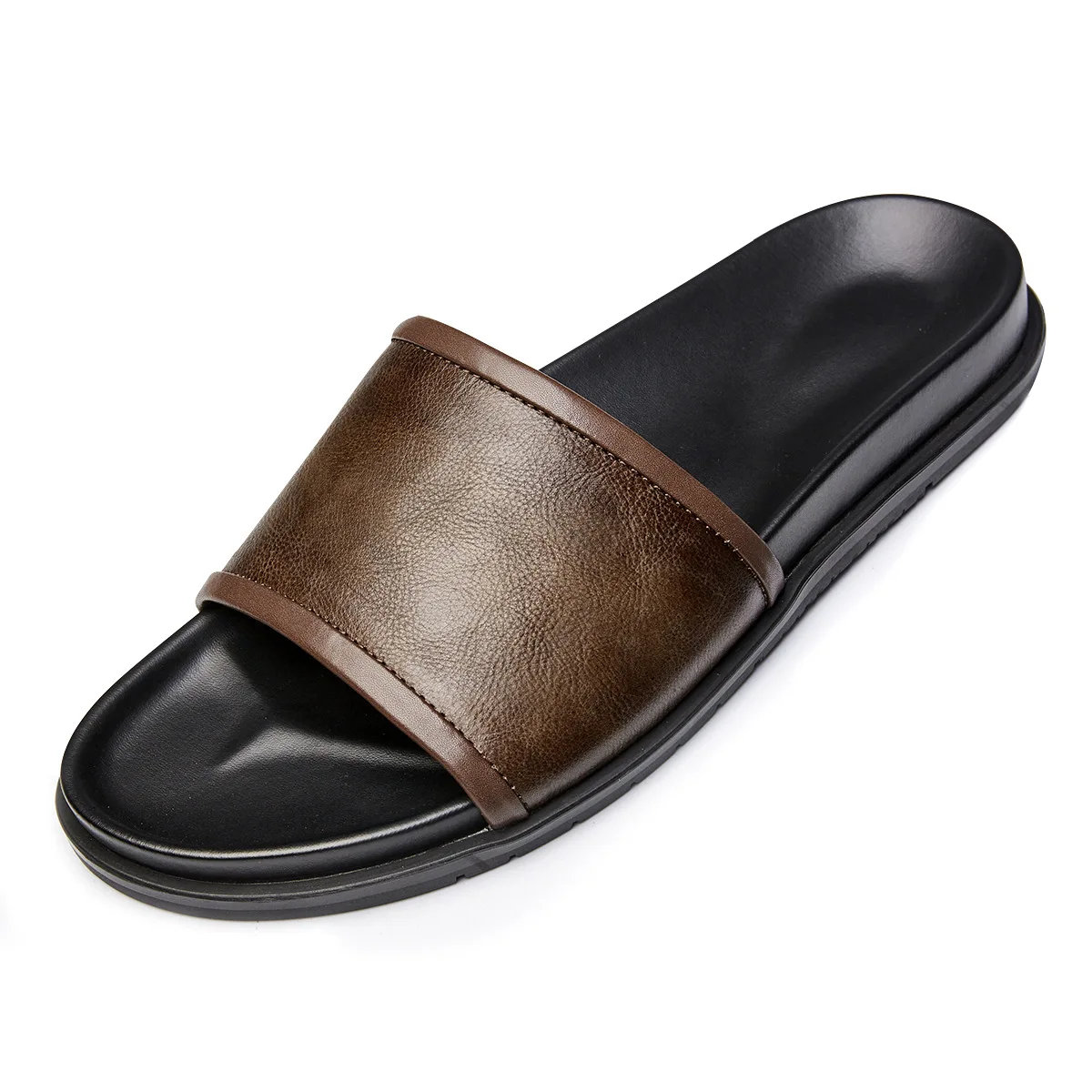 Quality Mens Genuine Leather Slippers 2024 Summer New Designer Handmade Outdoor Beach Shoes Comfortable Black Casual Sandals Man