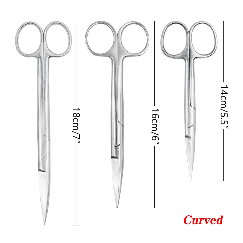 Dental Medical Surgical Scissors 14cm 16cm 18cm Stainless Steel Straight / Curved Tip Scissor Dentist Surgical Tool 14 / 16 / 18