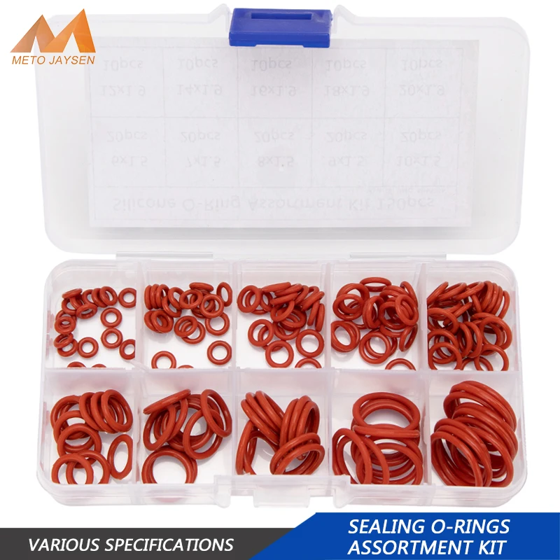 

150PCS PCP Paintball VMQ Red Silicone Sealing O-rings Gasket Replacements Kit OD 6-20mm CS 1mm 1.5mm 1.9mm 2.4mm 10 Small Sizes