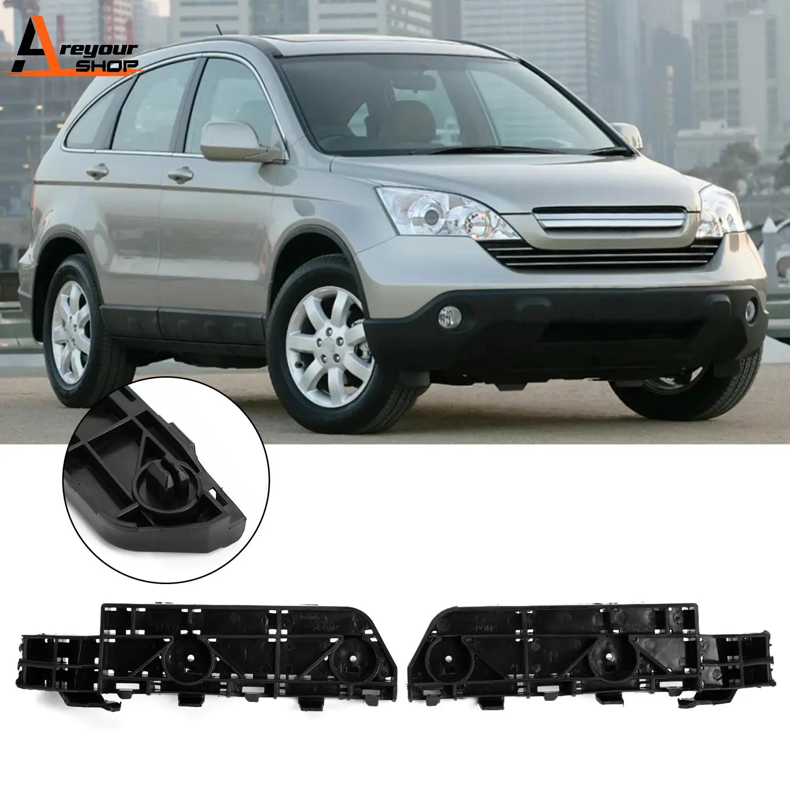 Areyoursohp 2pcs Front Bumper Bracket Left Right For Honda CR-V CRV 2007 2008 2009 2010 2011 71198-SWA-003 71193-SWA-003 Car