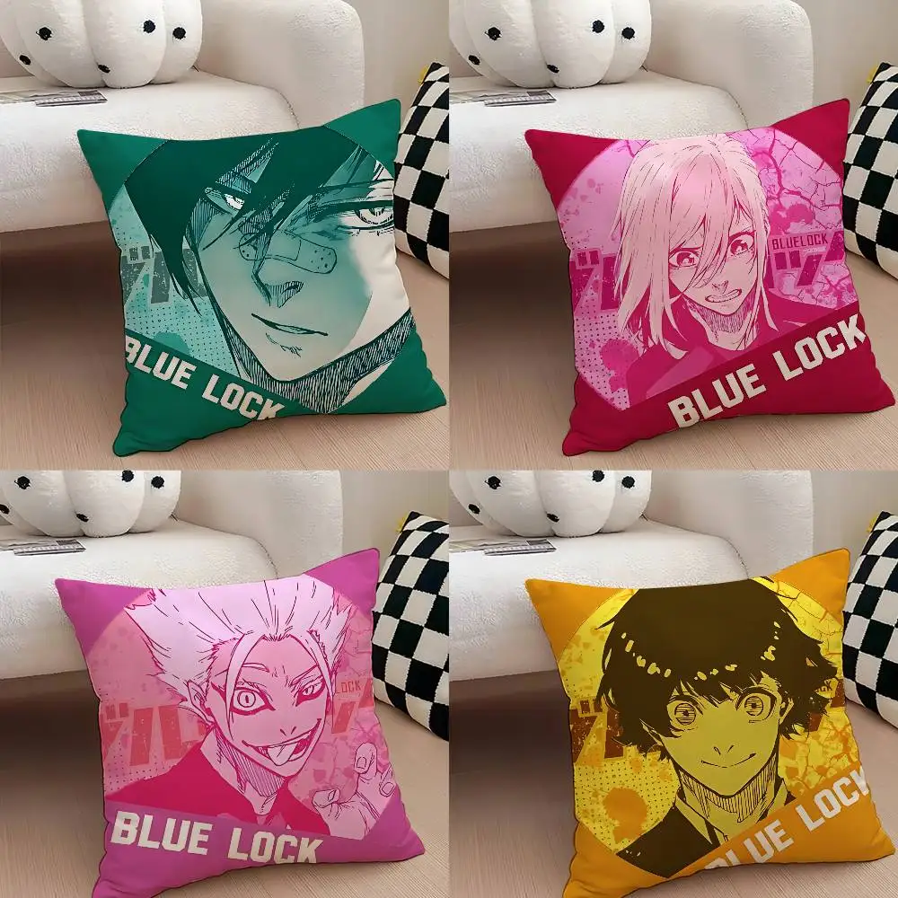 Cute Anime-B-blue-L-lockS Kawaii Customizable Square Pillowcases, Stylish And Soft, Perfect For Beds, Cars, And Sofas.