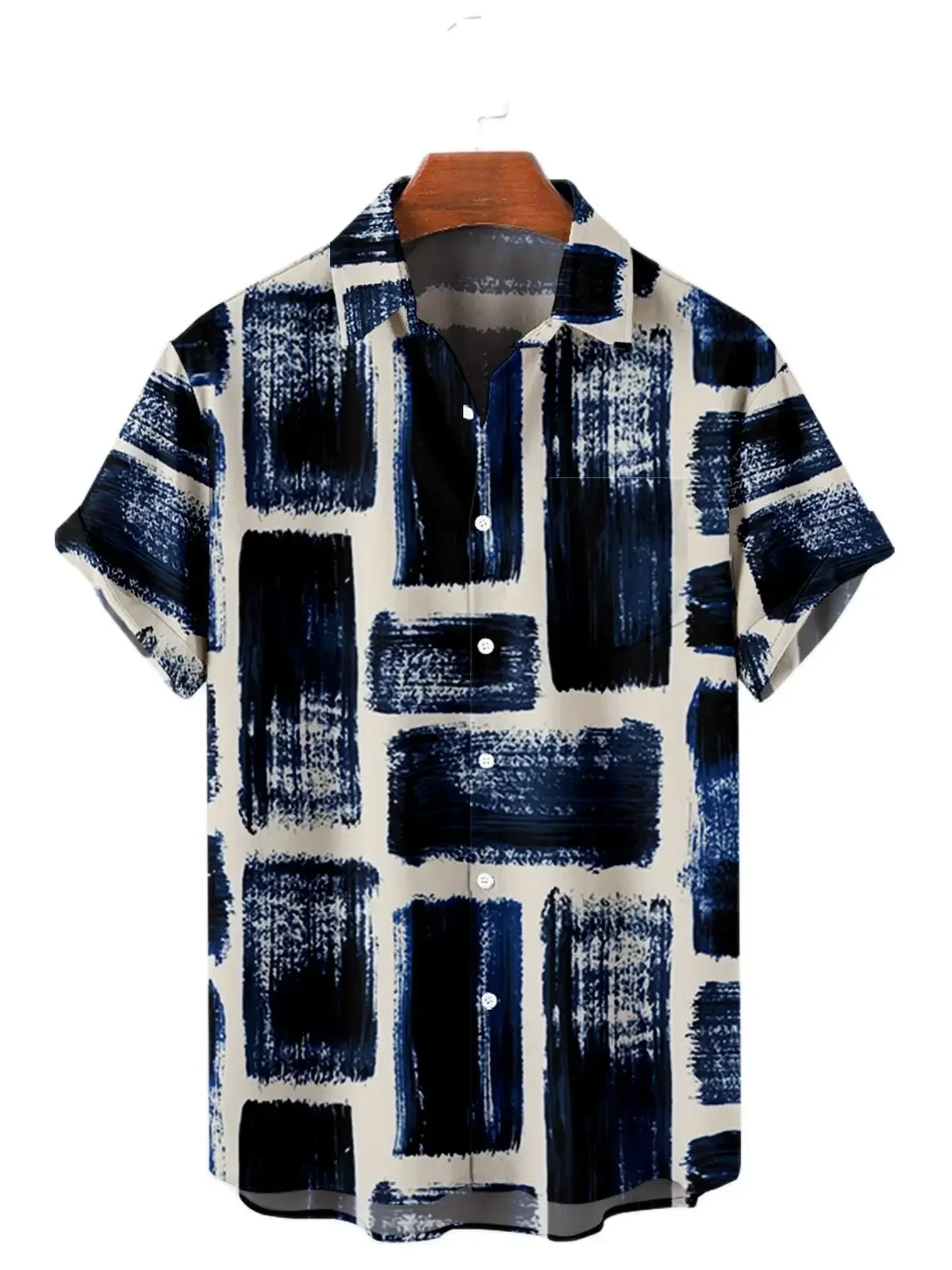 2024 New 5XL Hawaiian Men's Shirt Colourful Striped Camisa Short Sleeve Shirts For Men Casual Top Oversized Tee Clothing