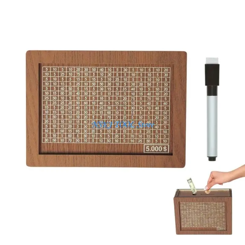 L8RC Wooden Savings Box With Counter Cash Storage Box For Dollar Wide Applications