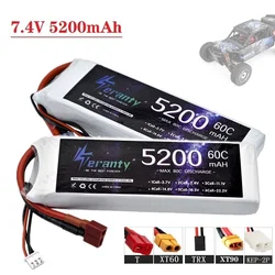 TERANTY 2S 7.4V Lipo Battery 5200mAh 60C With T Plug for RC FPV Airplane Helicopter Drone Tank Model Racing Car Hobby DEANS XT60