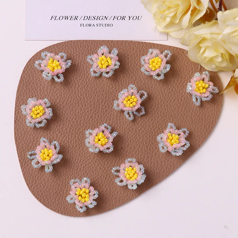 Crystal Clog Charms 1 Pc Delicate Monet Garden Color Block Floral Beaded Cluster Clear Jelly Resin Korean Pastoral DIY Decor