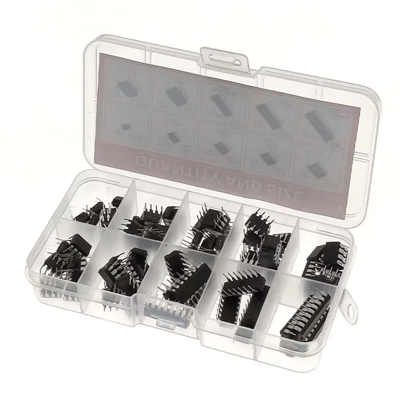 85 قطعة NE555 LM324 LM393 UA741 ULN2803 LM358 LM386 NE5532 ULN2003 PC817 10 أنواع الدوائر المتكاملة DIP IC مجموعة رقاقات