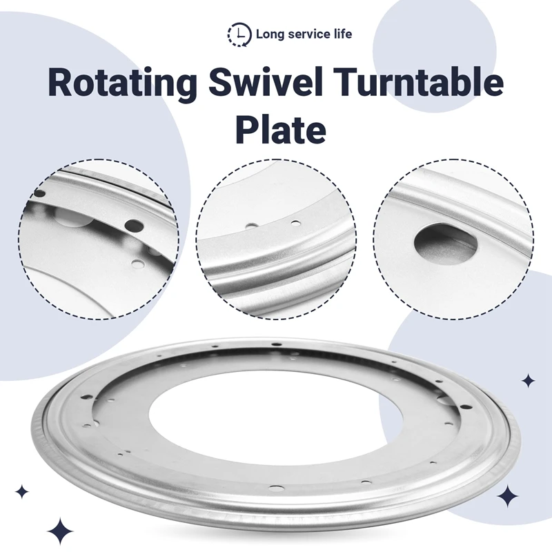 ABXH 12 인치 원형 아연 도금 턴테이블 회전 회전판 주방 및 디스플레이 테이블 하드웨어