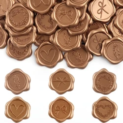 30Pcs Valentine's Day Wax Seal Stickers,Feather, Bow,Wreath,Heart Self Adhesive Wax Stickers for Wedding Party Invitations