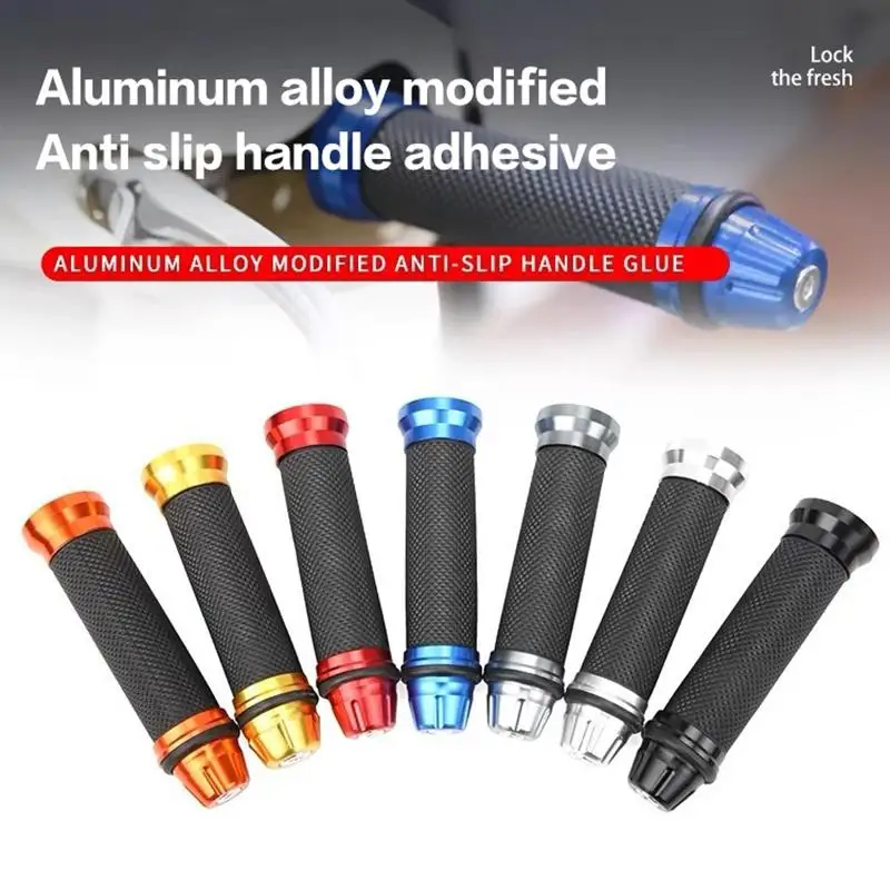 1 Pair Motorcycle Grips Hand Rubber Anti-Slip Cycling Scooter Handlebar Grips Modified 22-24mm Universal Rubber Handle Bar Grips