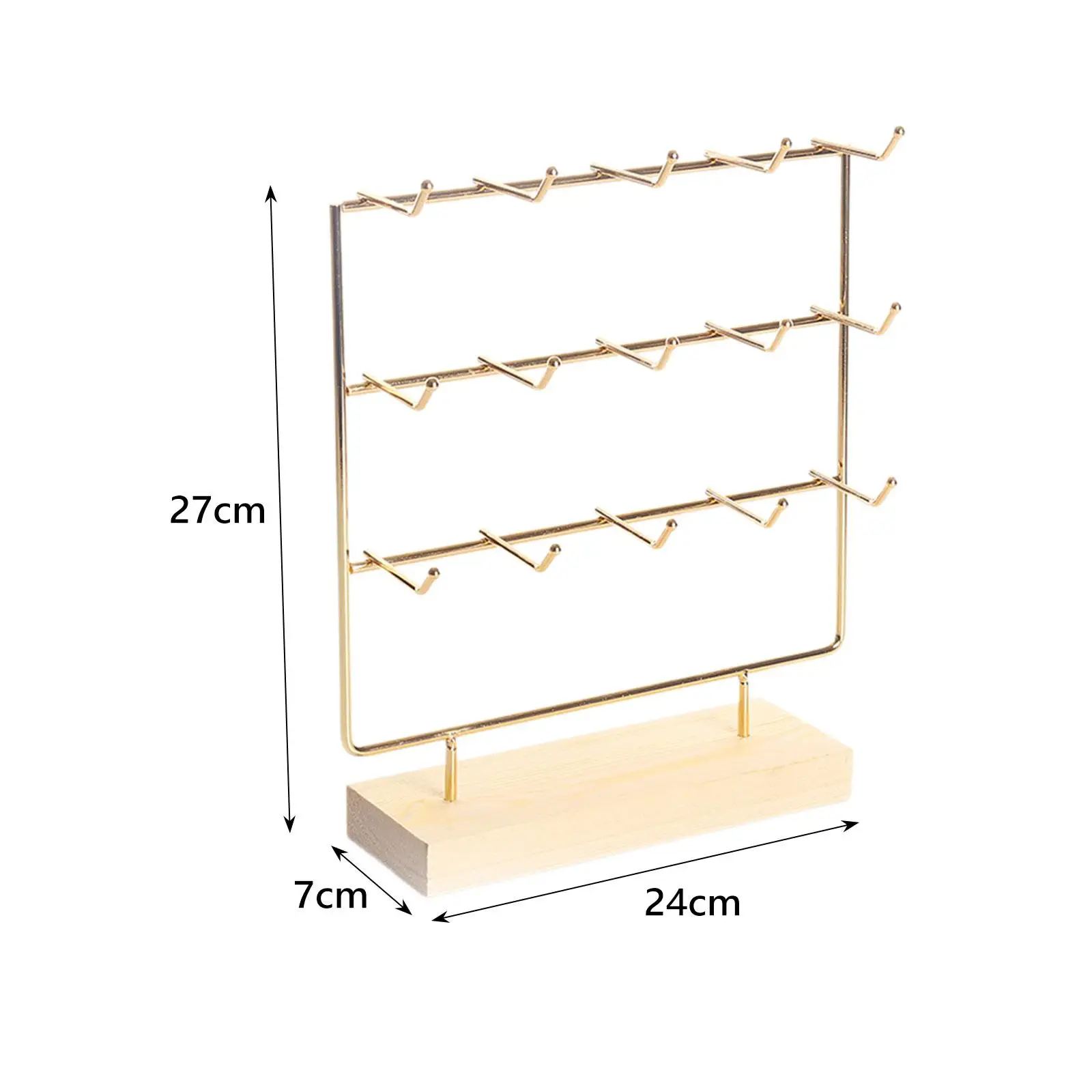 Multi Functional Jewelry Display Stand Wooden Earring Organizer Holder Showcase for Shop Home Countertop