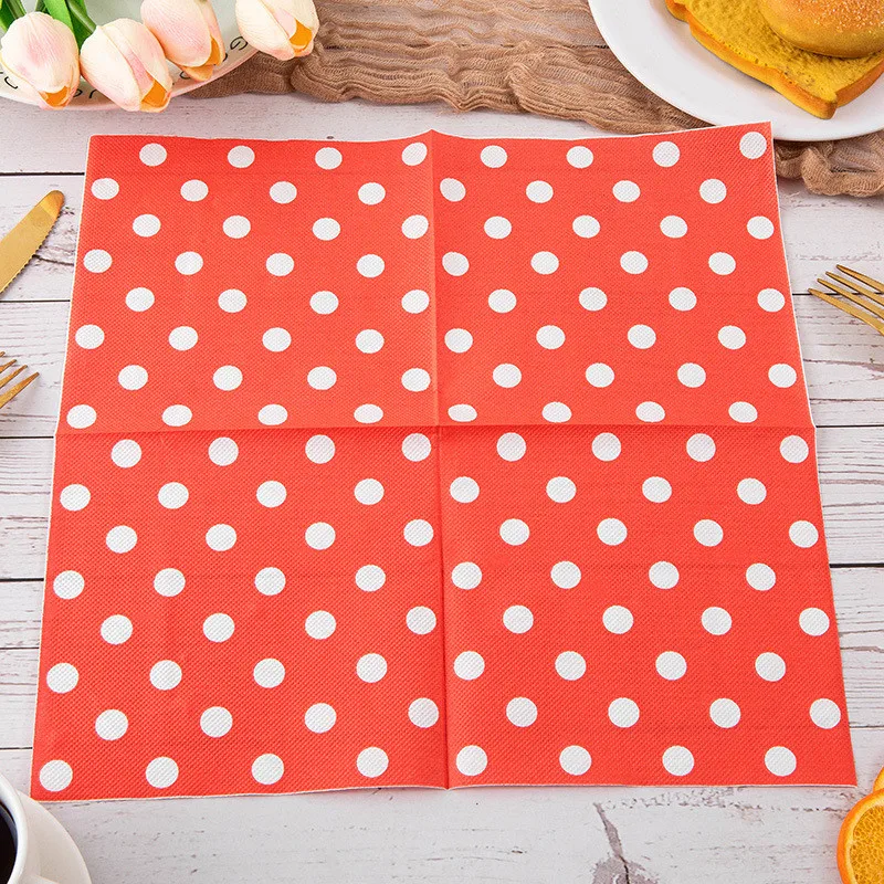 20Pcs/Pack Polka Dot Printed Disposable Table Dinner Tissue Napkins Paper Restaurant DIY Party Decoration