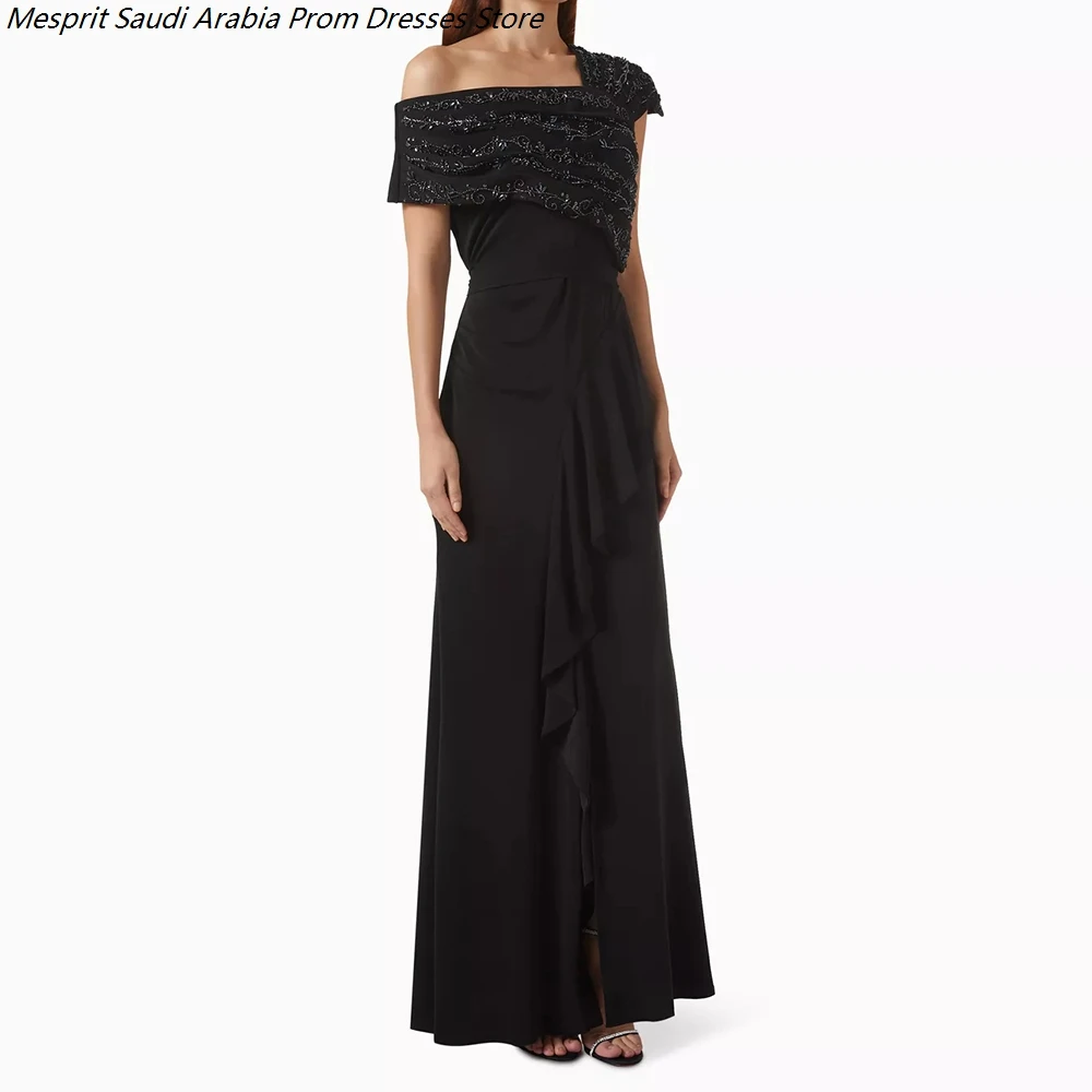 

Women's A-line Evening Dresses Ankle-length One-shoulder Sleeveless Prom Dresses Fashion Sequined Simple Draped Customized Gowns