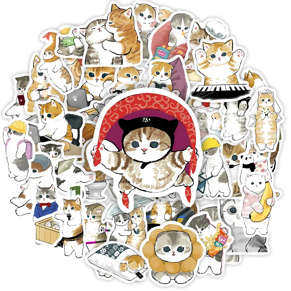 Kawaii Cute acquerello Cat Stickers estetica divertente giocattolo fai da te regalo decalcomania decorativa per telefono bagagli Laptop Scrapbook