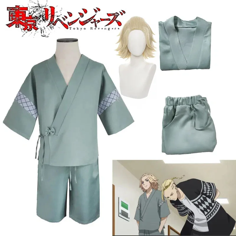 Anime Mikey Tokyo Revengers Manjiro Sano Takemichi Hanagaki disfraz de Cosplay Mikey cárdigan tipo kimono japonés Yukata pijamas para hombres